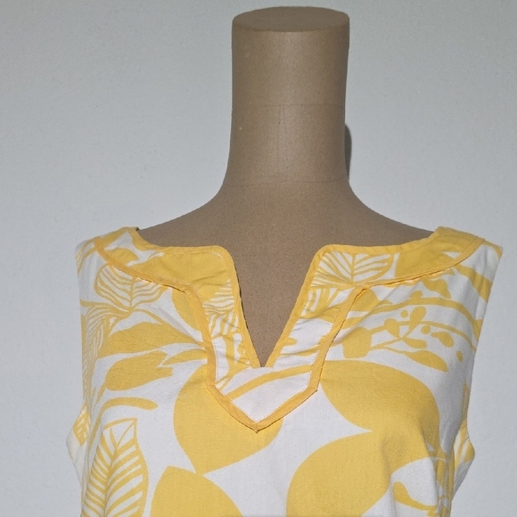 Talbots Yellow White Floral Dress Tropical Vacation Cruise Resortwear Size 8 - Picture 2 of 15